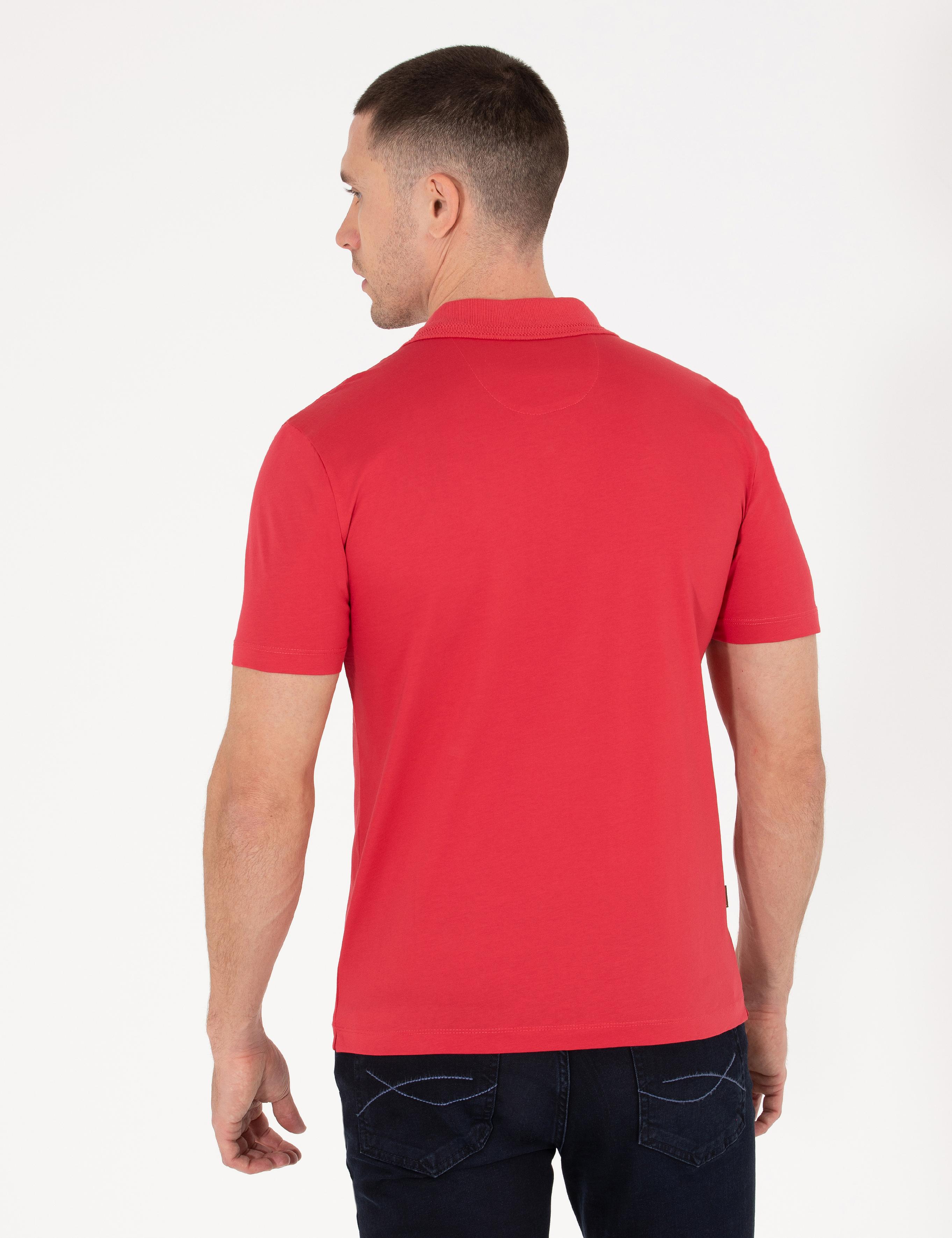 Kırmızı Regular Fit Polo Yaka Merserize Tişört