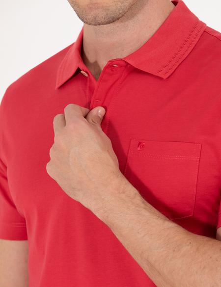 Kırmızı Regular Fit Polo Yaka Merserize Tişört - 50262668052