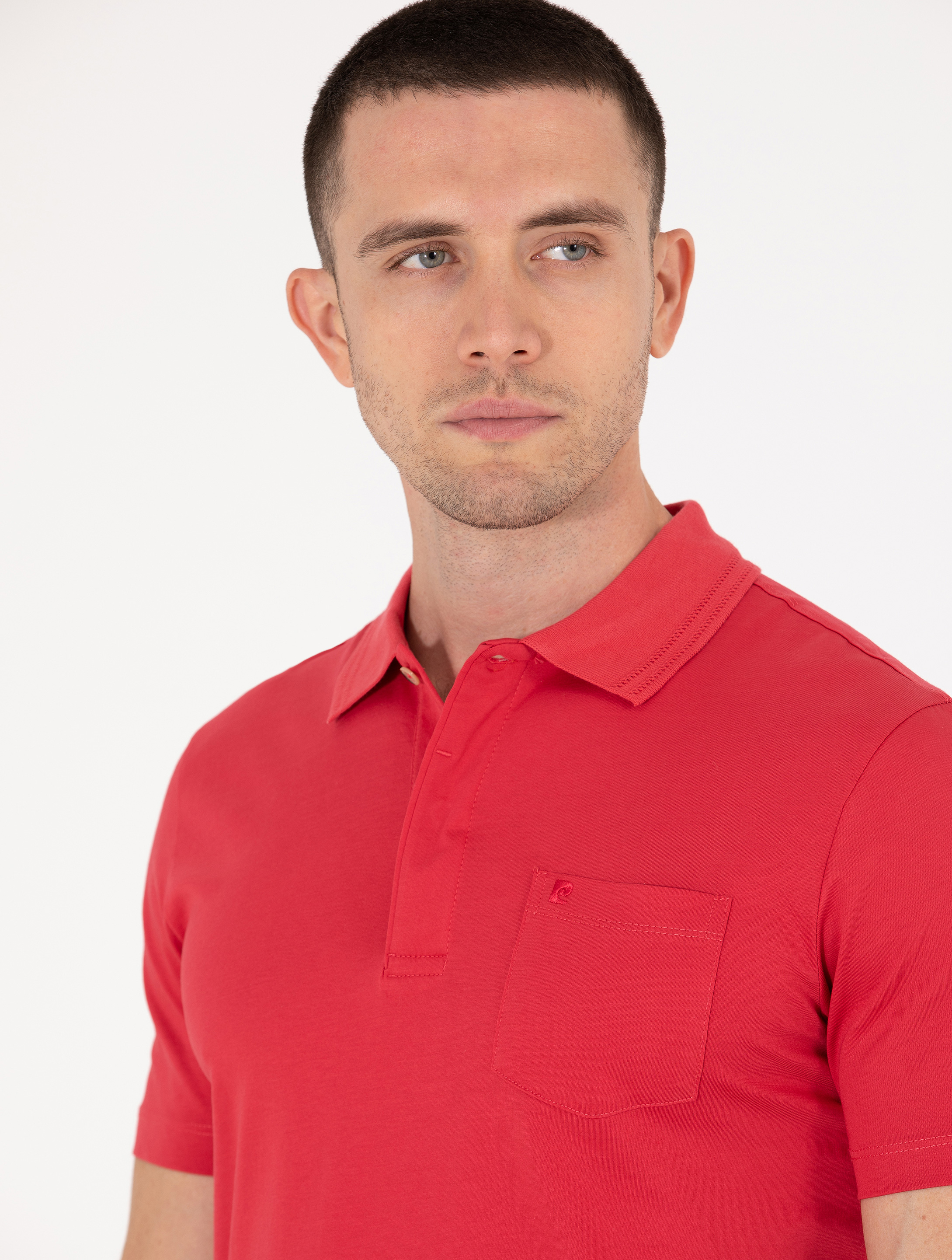 Pierre Cardin Kırmızı Regular Fit %100 Pamuk Merserize Düğmeli Polo Yaka Basic Tişört görsel 2