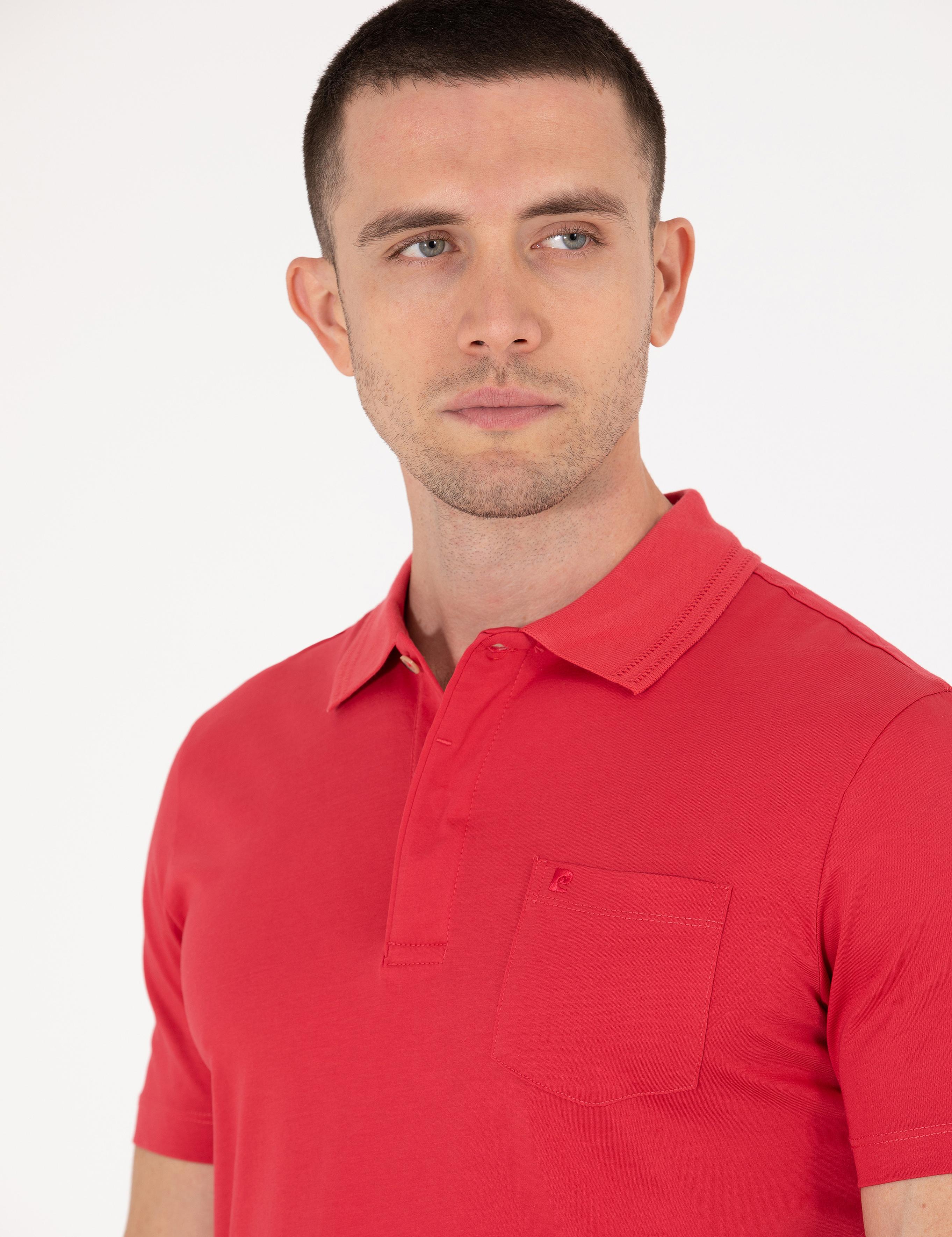Kırmızı Regular Fit Polo Yaka Merserize Tişört