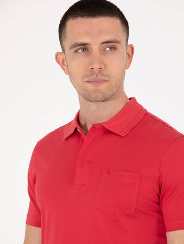 Kırmızı Regular Fit Polo Yaka Merserize Tişört
