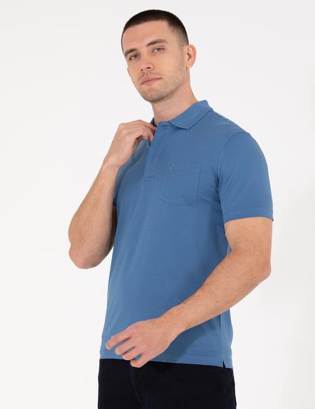 Koyu Mavi Regular Fit Polo Yaka Merserize Tişört - 50262668069