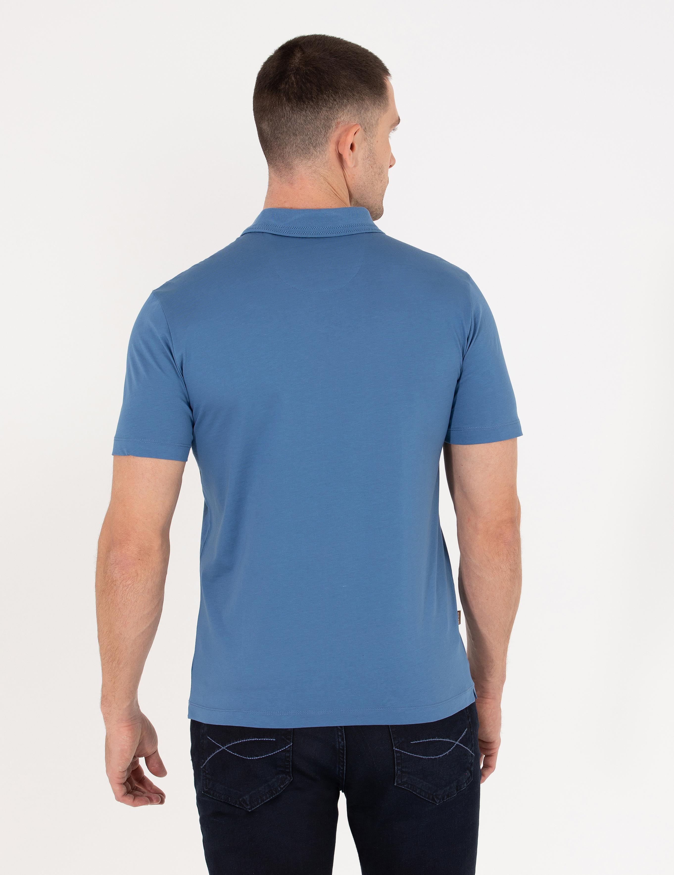 Koyu Mavi Regular Fit Polo Yaka Merserize Tişört