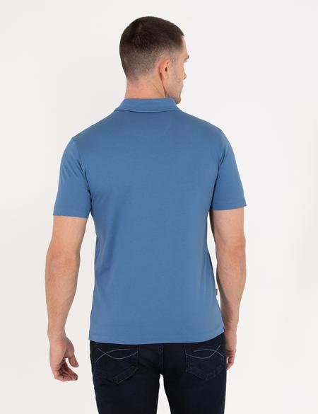 Koyu Mavi Regular Fit Polo Yaka Merserize Tişört - 50262668069