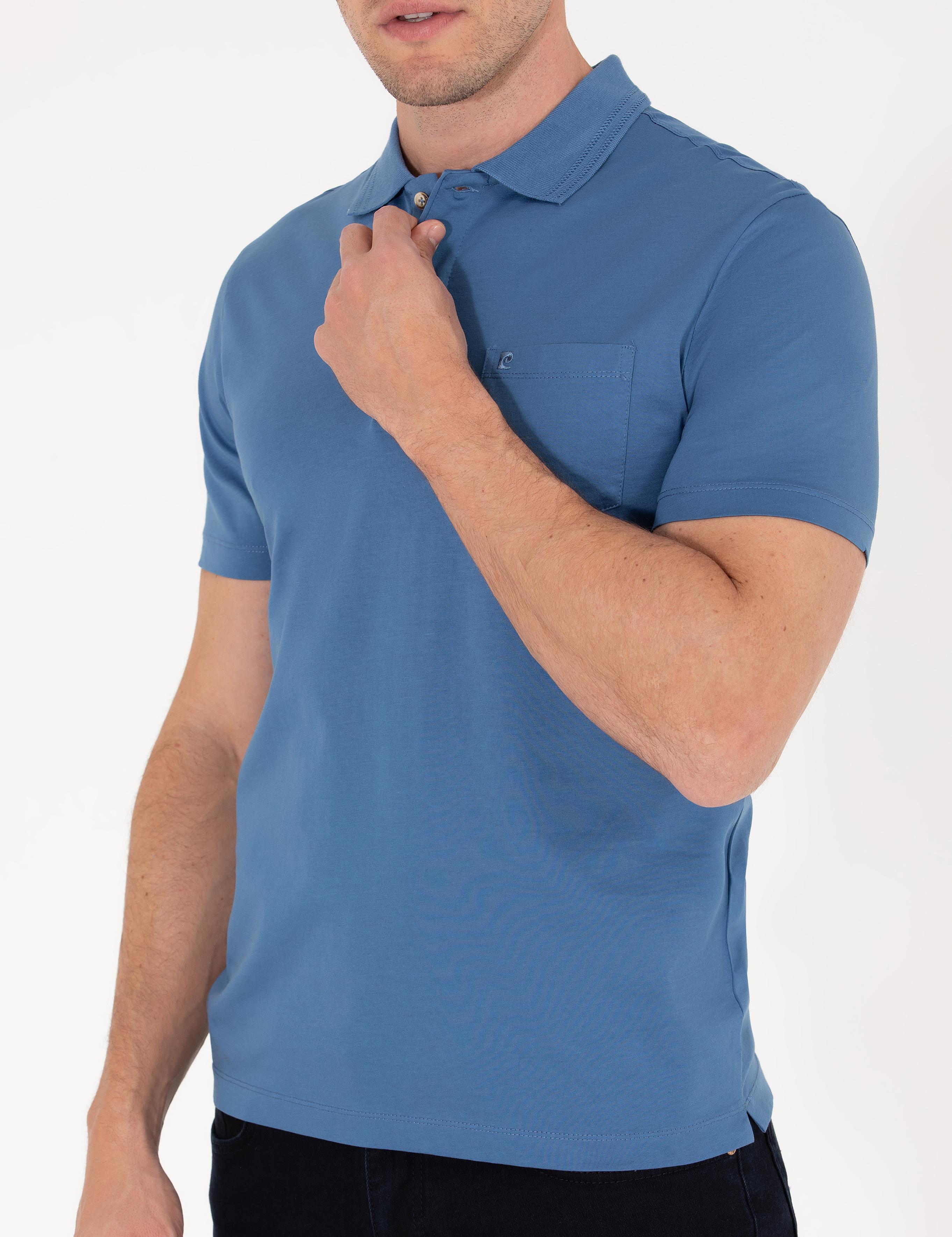 Koyu Mavi Regular Fit Polo Yaka Merserize Tişört