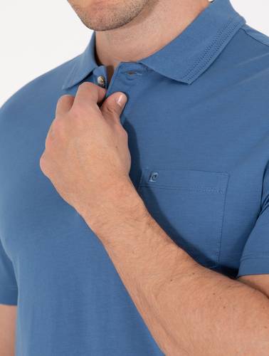 Koyu Mavi Regular Fit Polo Yaka Merserize Tişört