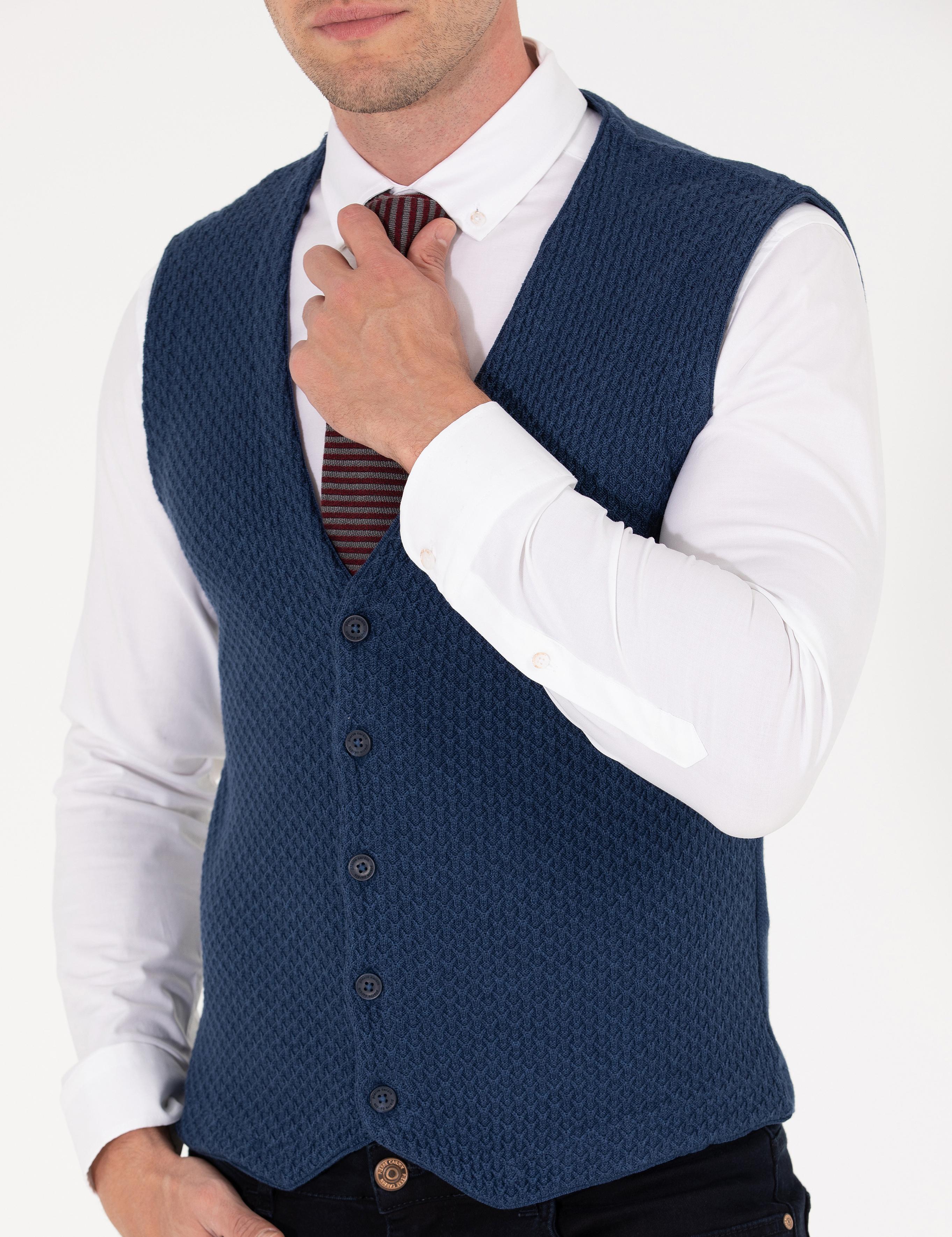 Lacivert Triko Yelek