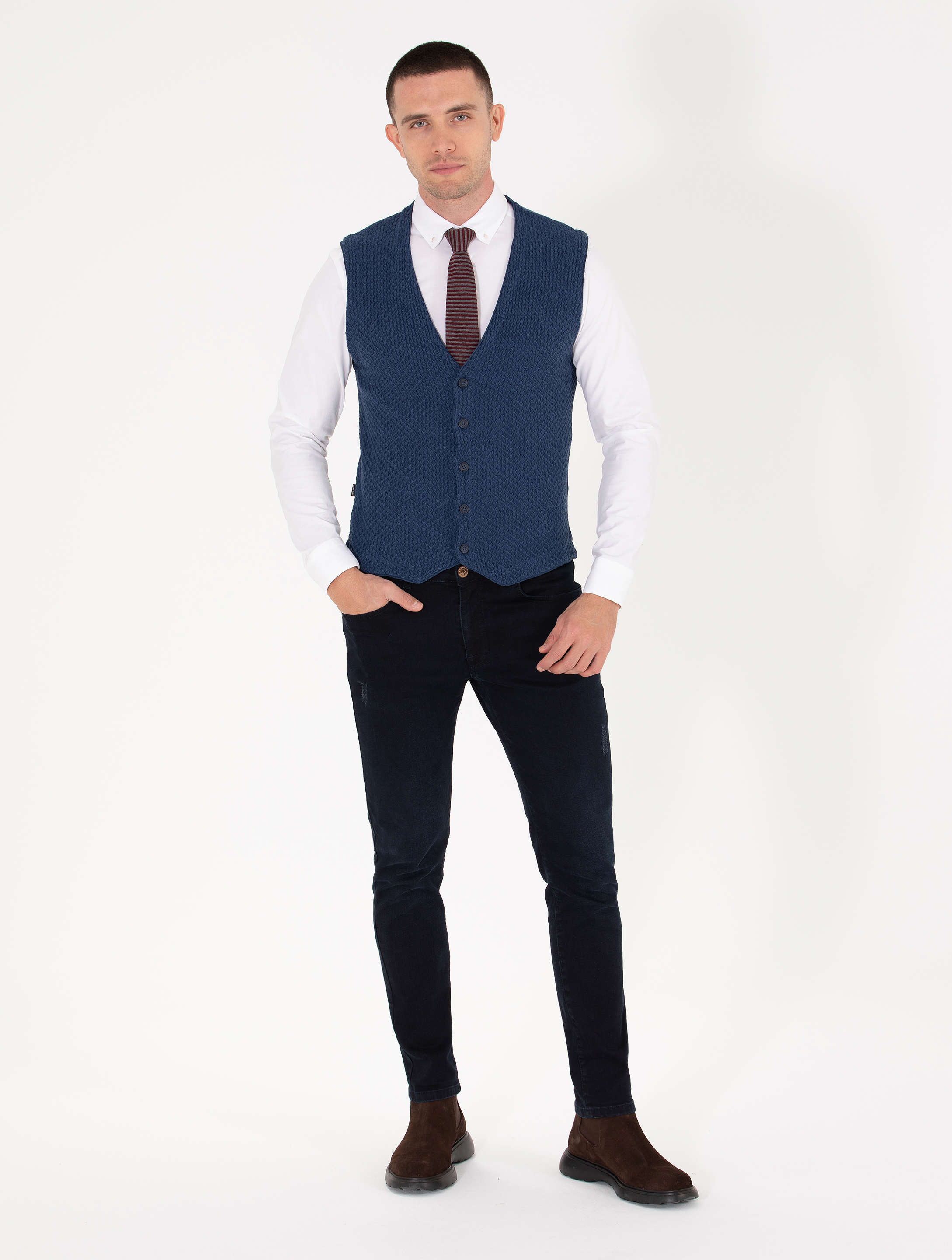 Pierre Cardin Lacivert Triko Yelek görsel 4