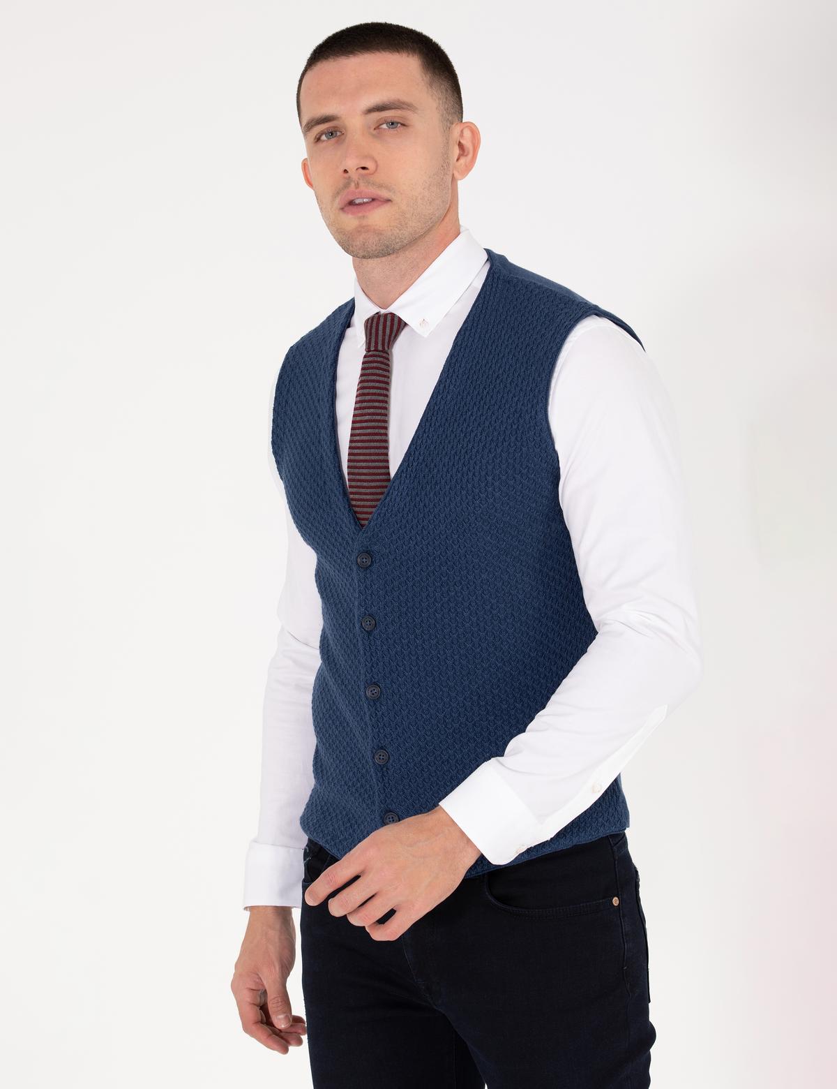 Lacivert Triko Yelek - 50263171017