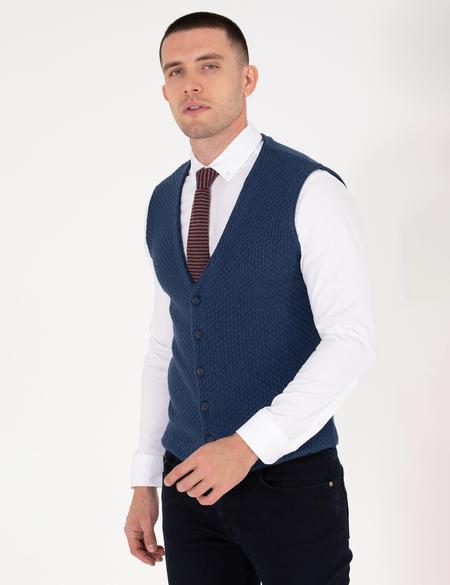 Lacivert Triko Yelek - 50263171017