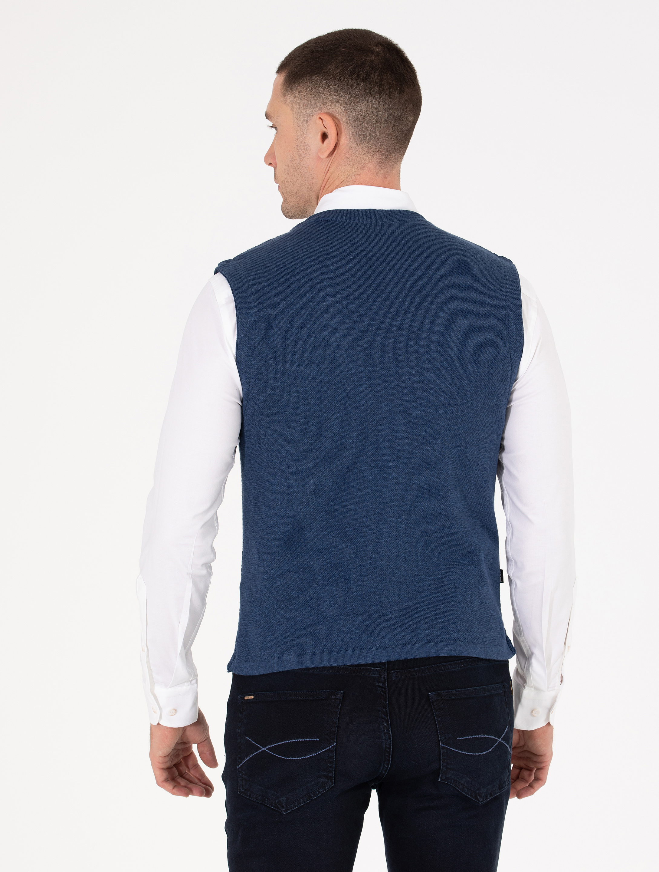 Pierre Cardin Lacivert Triko Yelek görsel 5