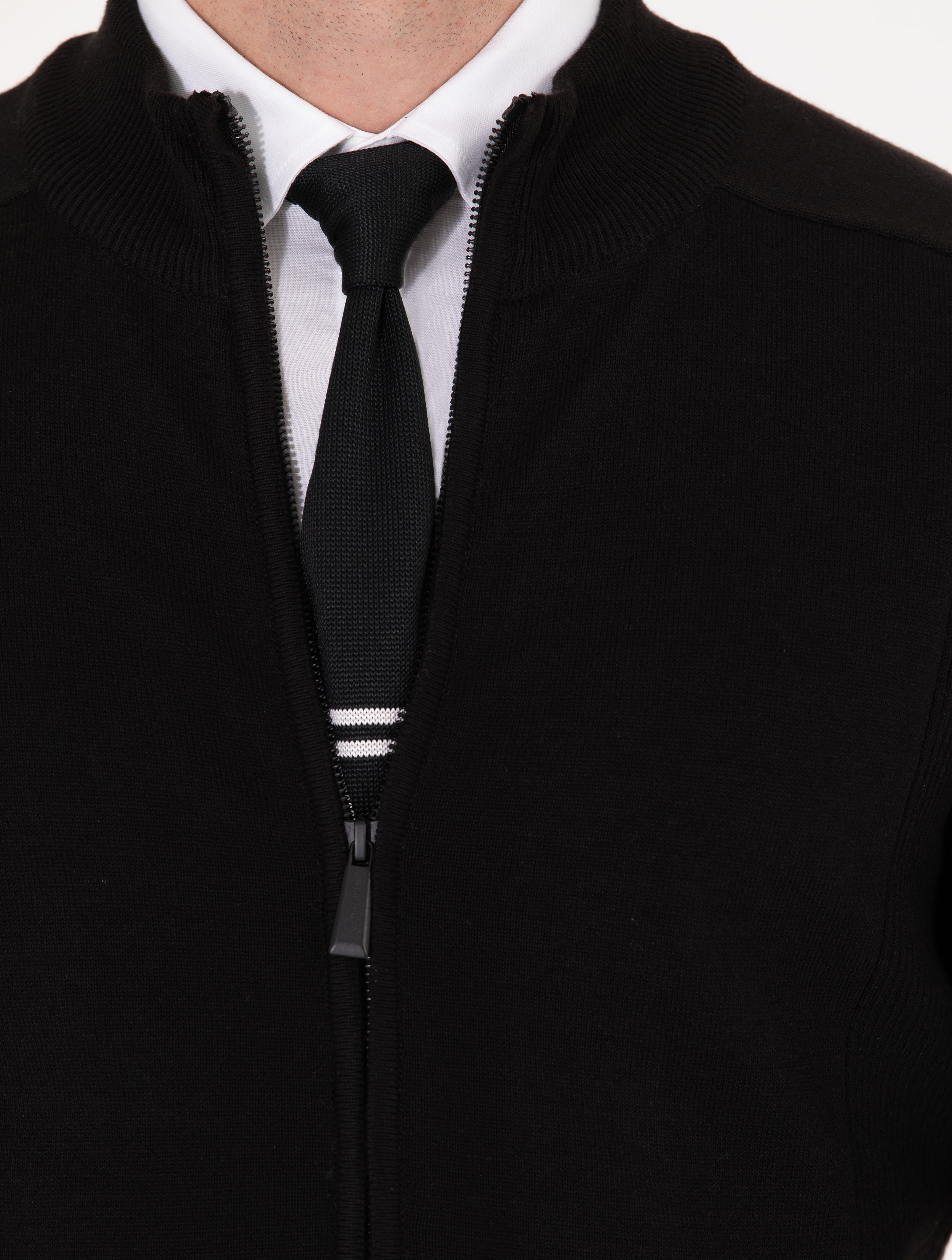 Pierre Cardin Siyah Slim Fit Fermuarlı Triko Hırka görsel 7