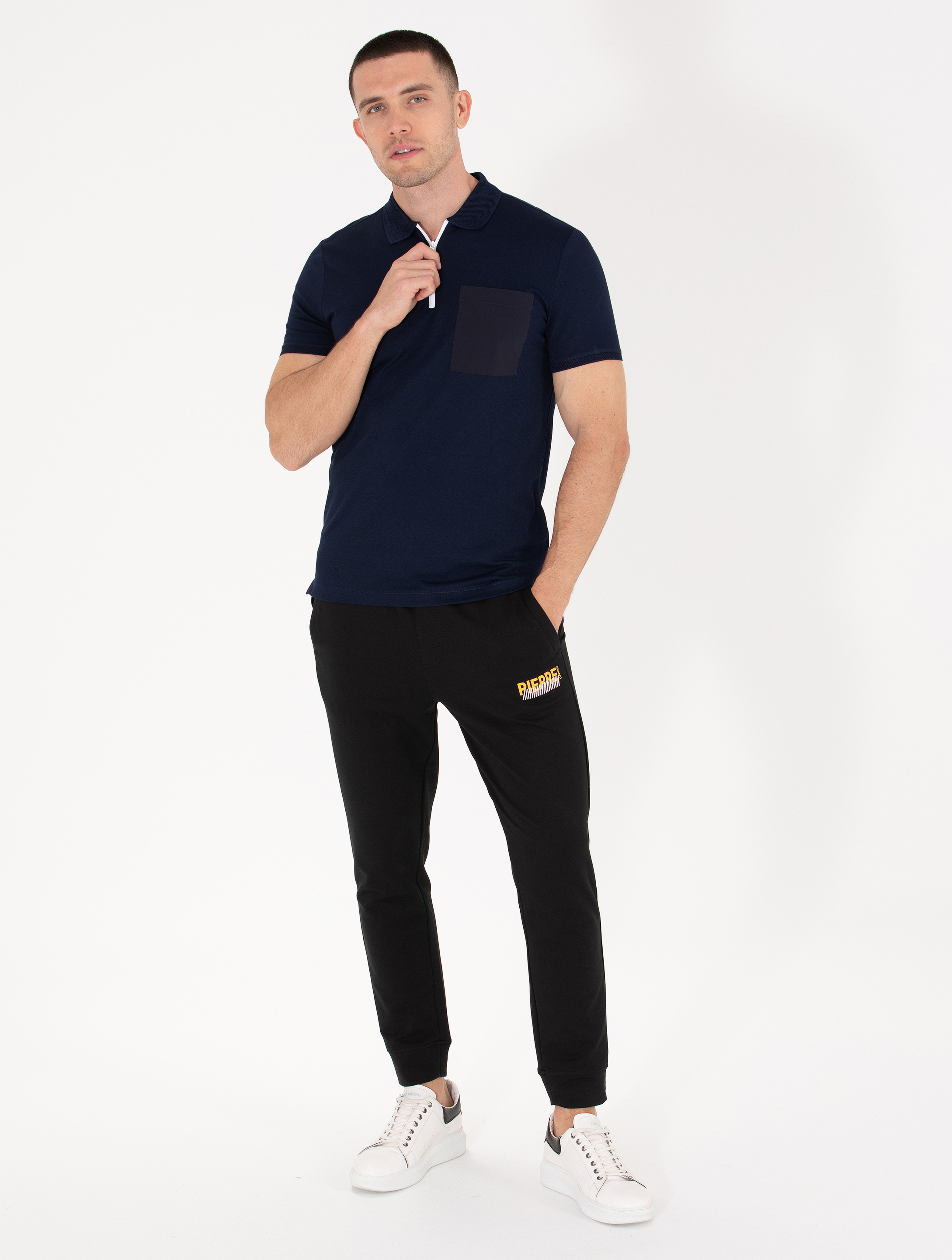 Lacivert Slim Fit Fermuarlı Polo Yaka Tişört - Image 4