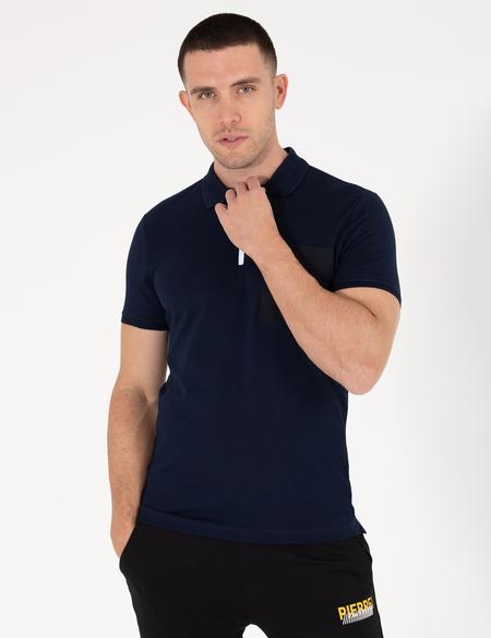 Lacivert Slim Fit Fermuarlı Polo Yaka Tişört - 50263936039