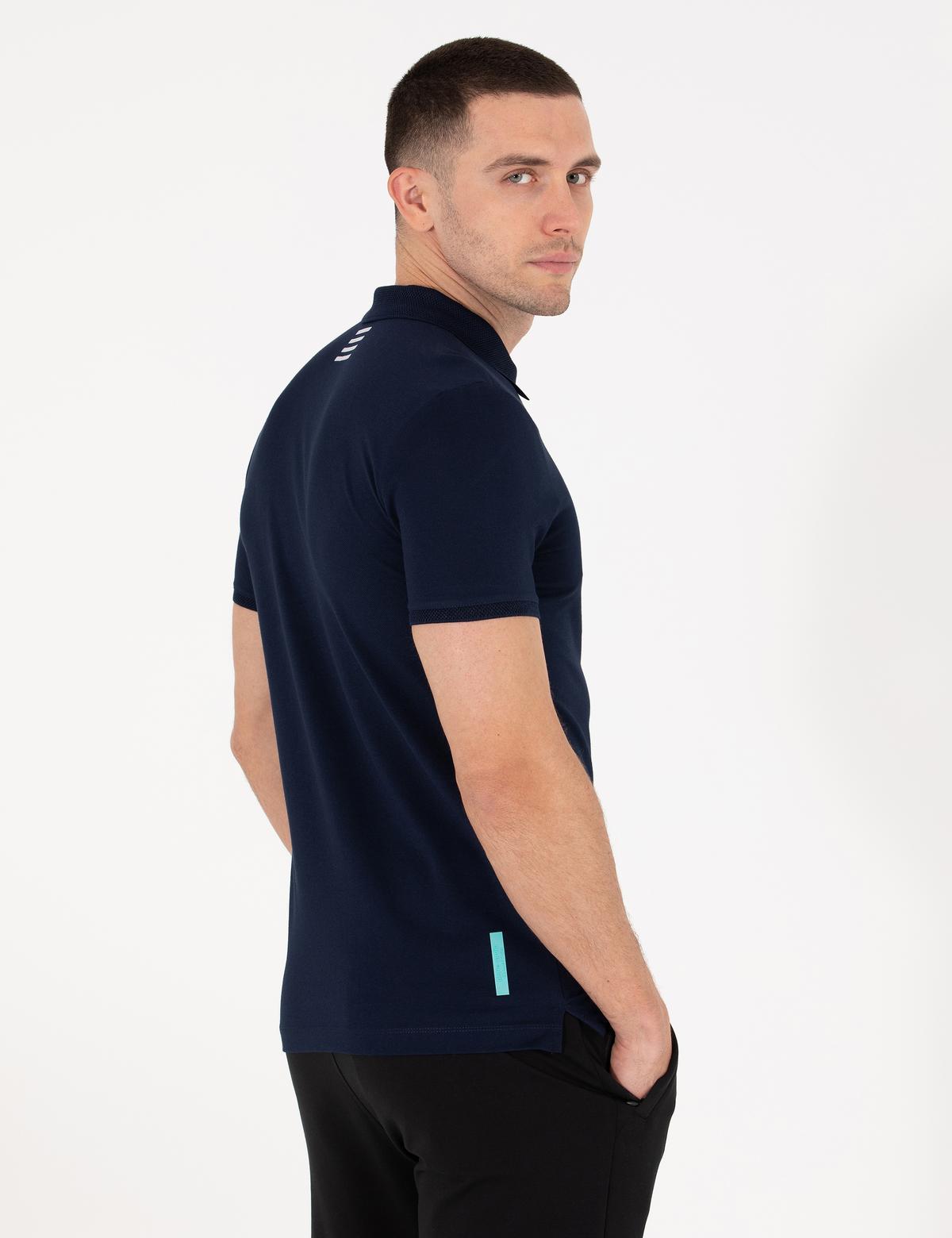 Lacivert Slim Fit Fermuarlı Polo Yaka Tişört - 50263936039