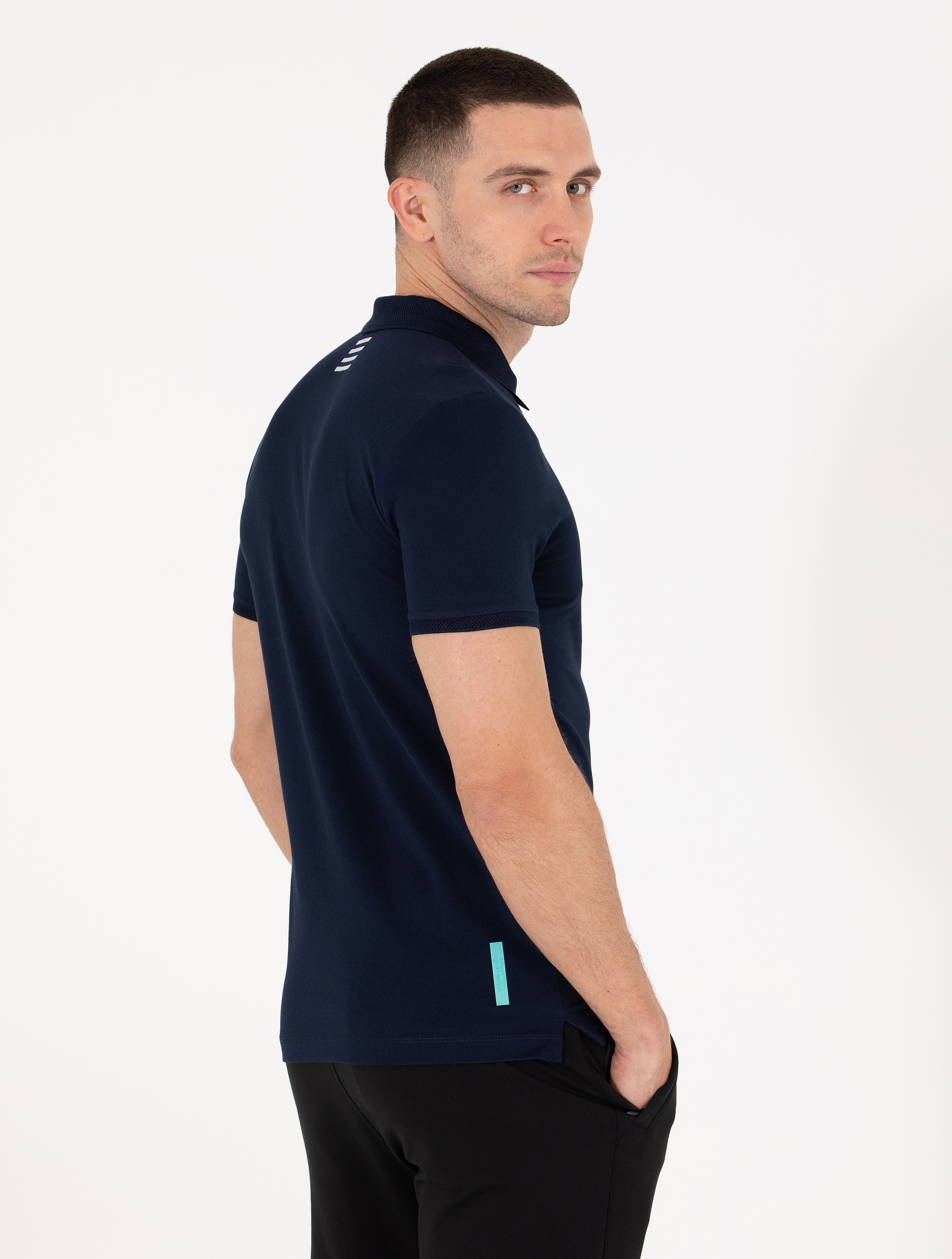 Lacivert Slim Fit Fermuarlı Polo Yaka Tişört - Image 5