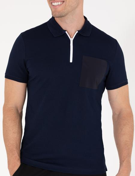 Lacivert Slim Fit Fermuarlı Polo Yaka Tişört - 50263936039