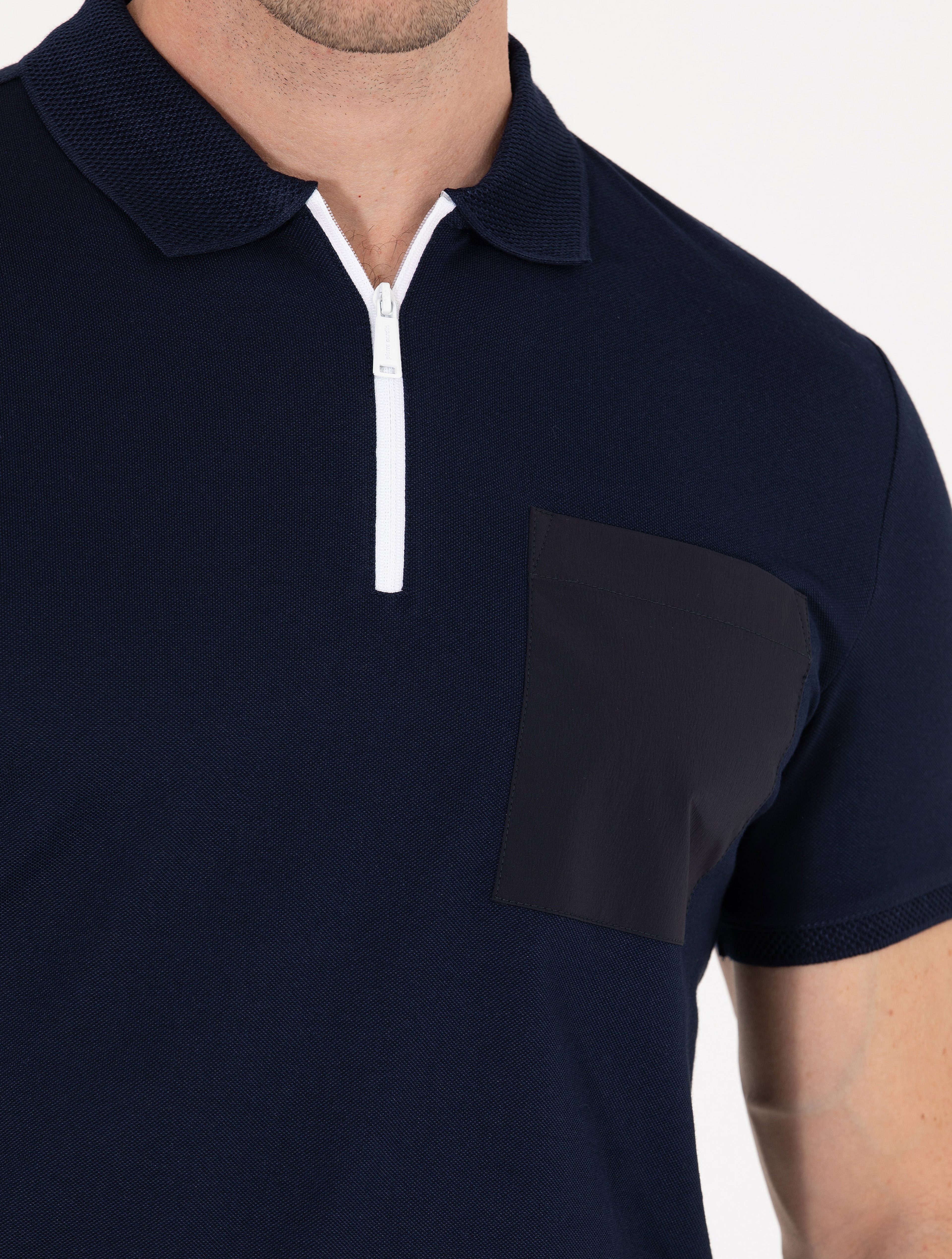 Lacivert Slim Fit Fermuarlı Polo Yaka Tişört - Image 7