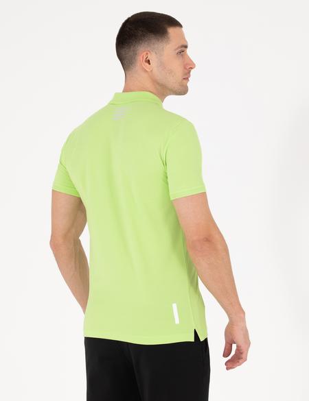 Yeşil Slim Fit Fermuarlı Polo Yaka Tişört - 50263936057