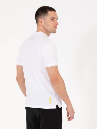 Beyaz Slim Fit Göğüs Baskılı Polo Yaka Tişört