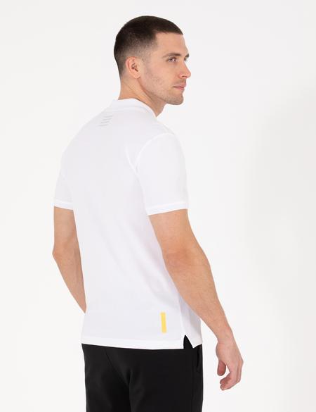 Beyaz Slim Fit Göğüs Baskılı Polo Yaka Tişört - 50264210030