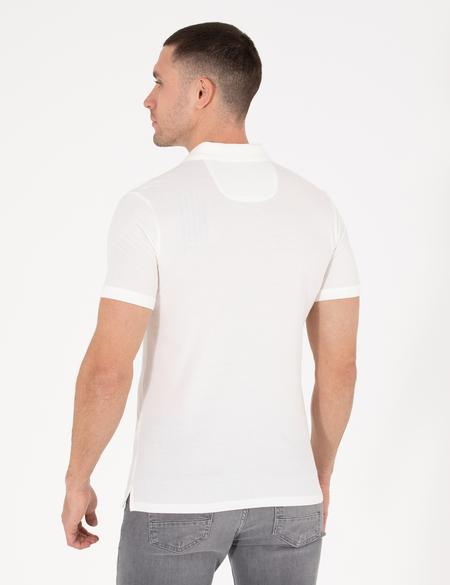 Ekru Slim Fit Baskılı Polo Yaka Tişört - 50264568068