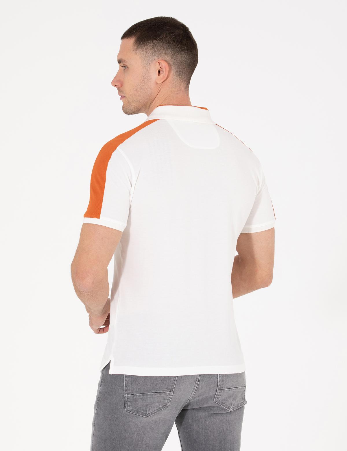 Ekru Slim Fit Omuz Çizgili Polo Yaka Tişört - 50264866059