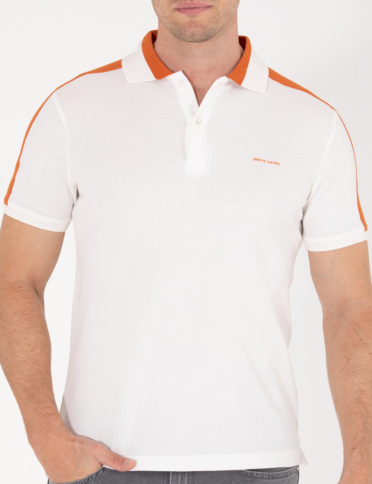Ekru Slim Fit Omuz Çizgili Polo Yaka Tişört - 50264866059