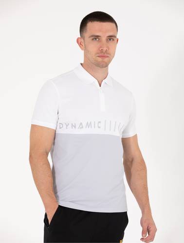 Beyaz Göğüs Baskılı Slim Fit Polo Yaka Tişört