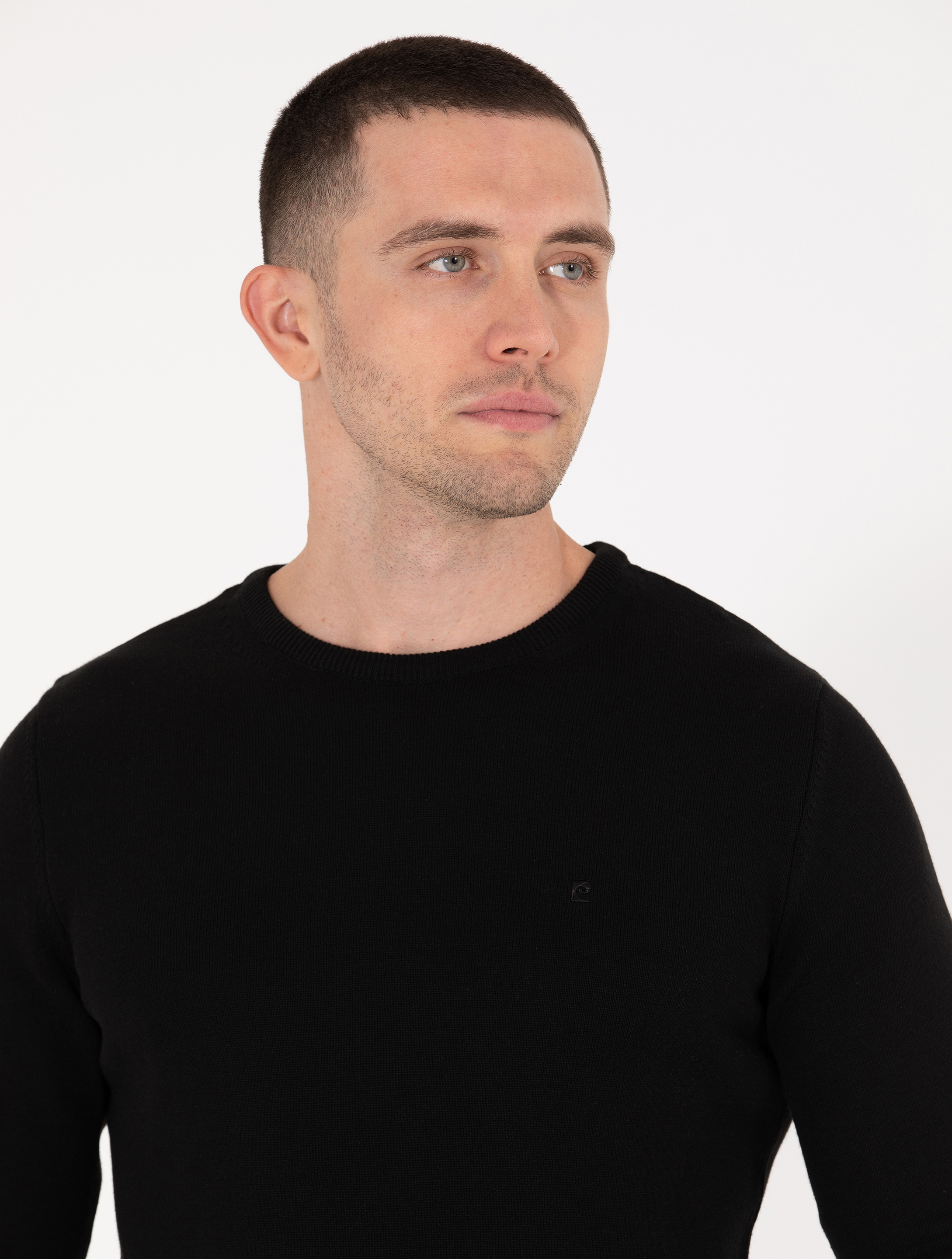 Pierre Cardin Siyah Slim Fit Bisiklet Yaka Basic Triko Kazak görsel 2