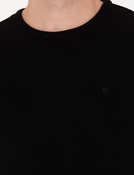 Siyah Slim Fit Bisiklet Yaka Basic Triko Kazak - 50270179237