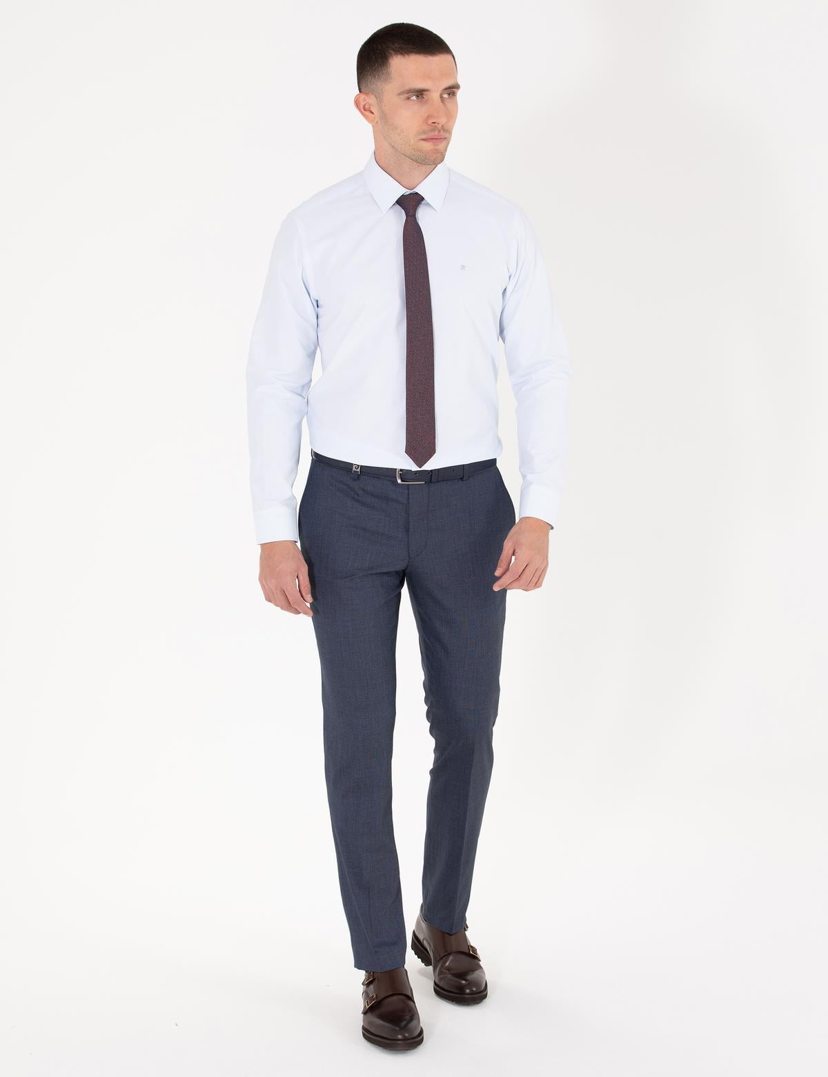 Açık Mavi Regular Fit Uzun Kollu Basic Gömlek - 50275813006