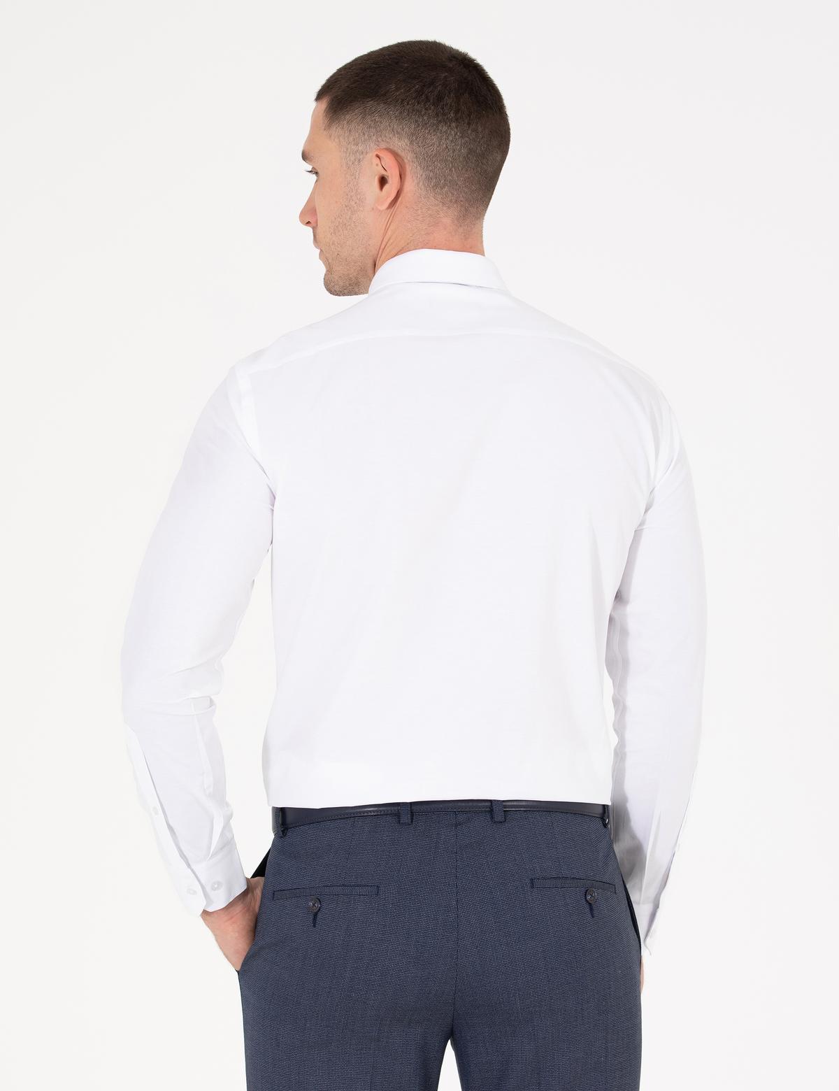 Beyaz Regular Fit Uzun Kollu Basic Gömlek - 50275813017