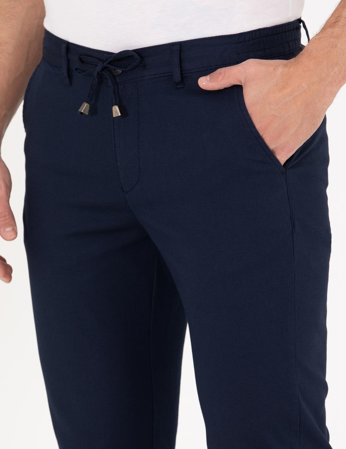 Lacivert Slim Fit Kanvas Pantolon - 50276109062