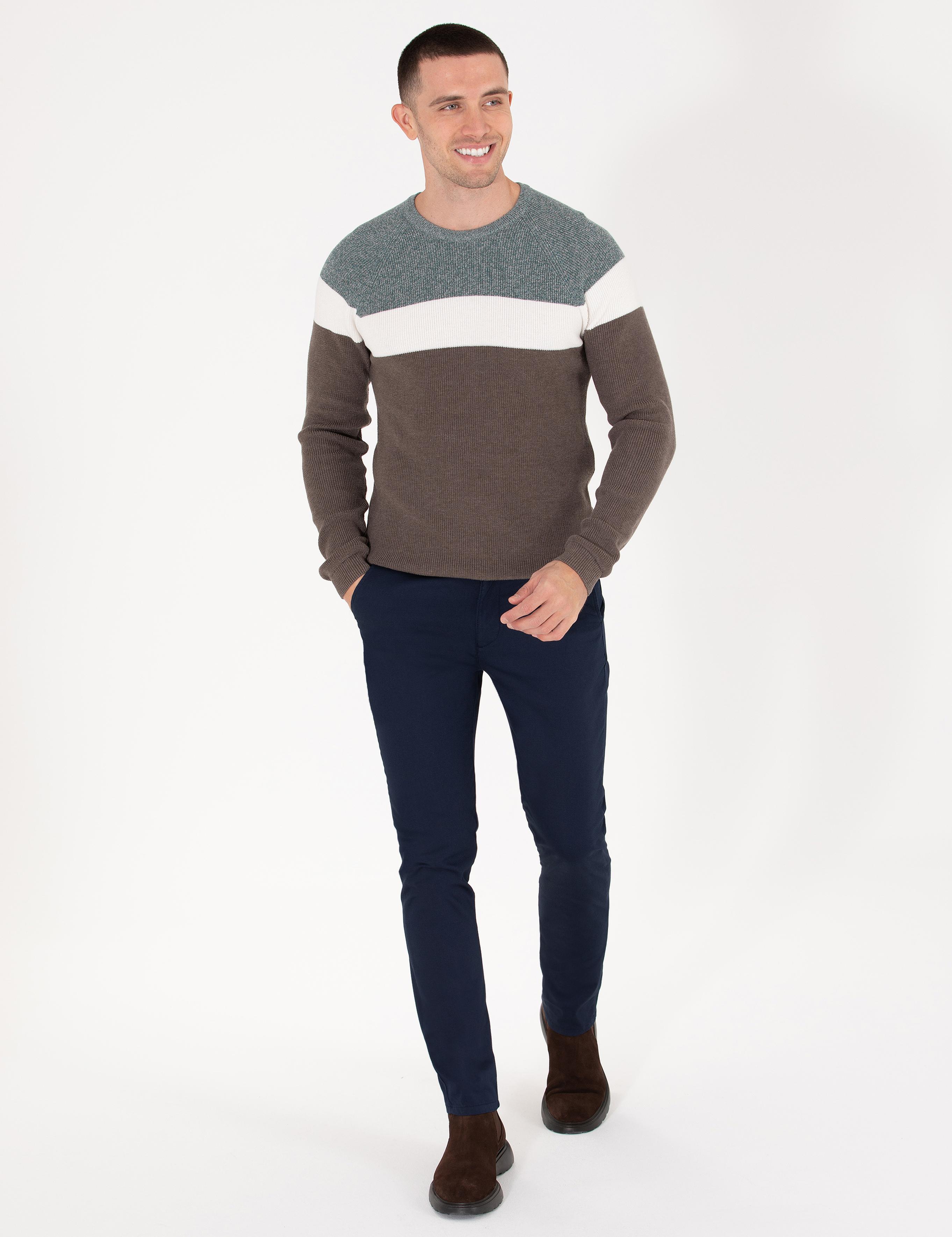 Lacivert Slim Fit Kanvas Pantolon