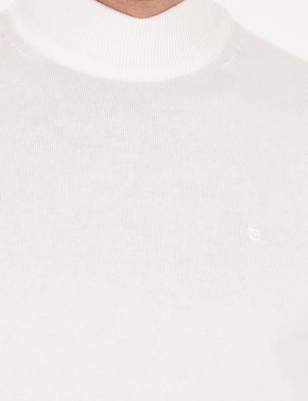 Ekru Slim Fit Yarım Balıkçı Yaka Basic Triko Kazak - 50276161014