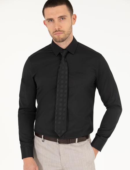 Siyah Slim Fit Uzun Kollu Klasik Gömlek - 50223079024