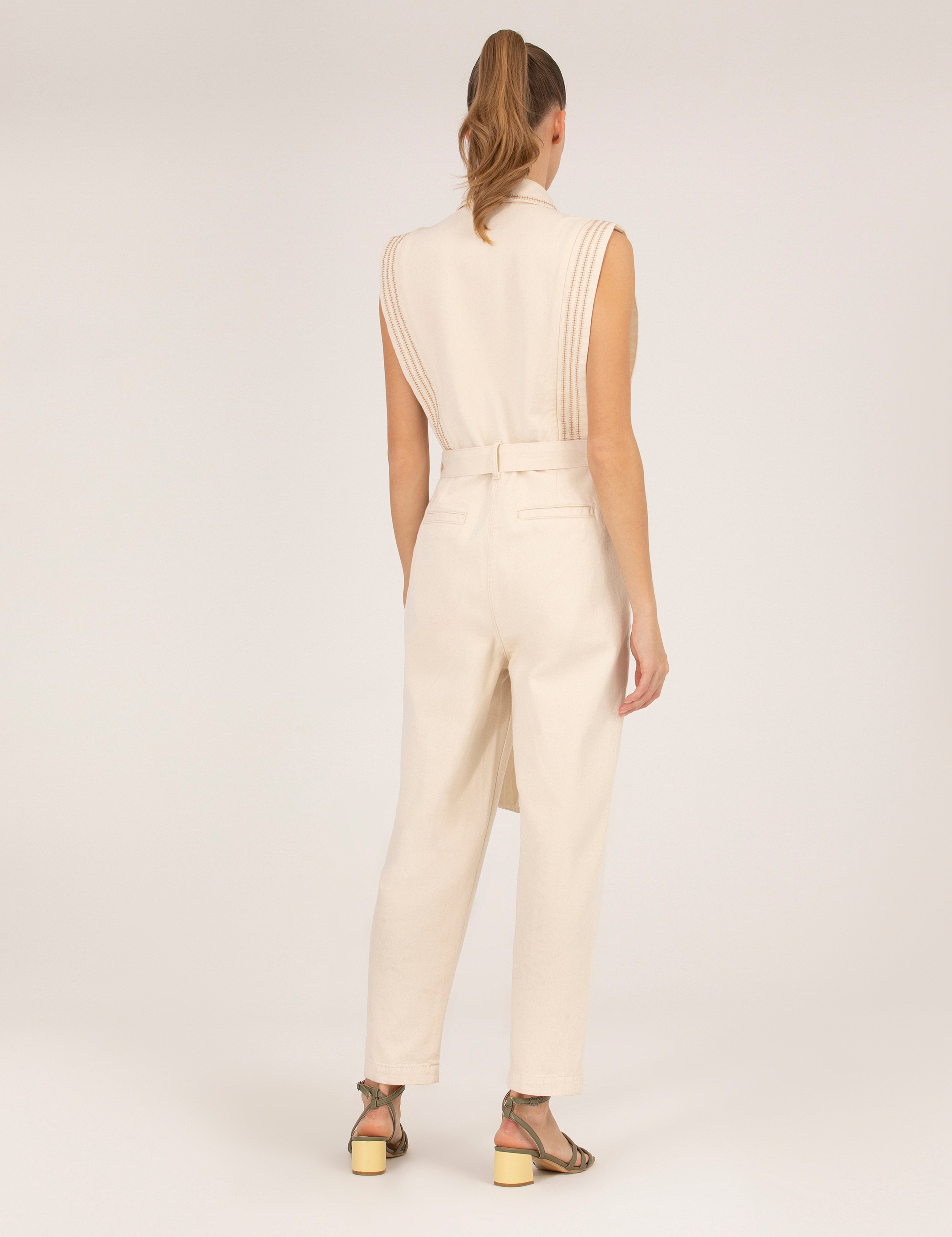 Krem Comfort Fit Dokuma Tulum - Image 4