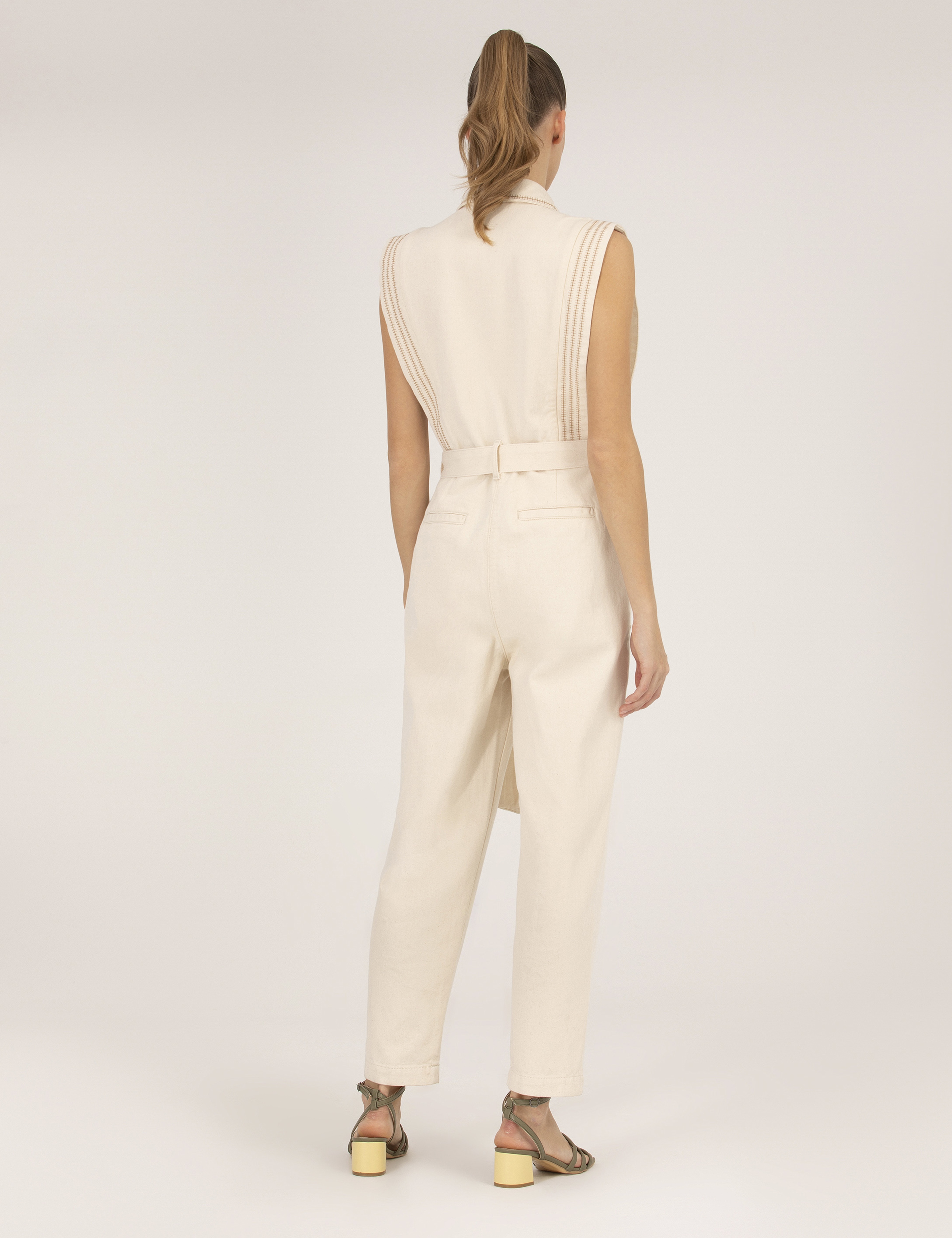 Krem Comfort Fit Dokuma Tulum