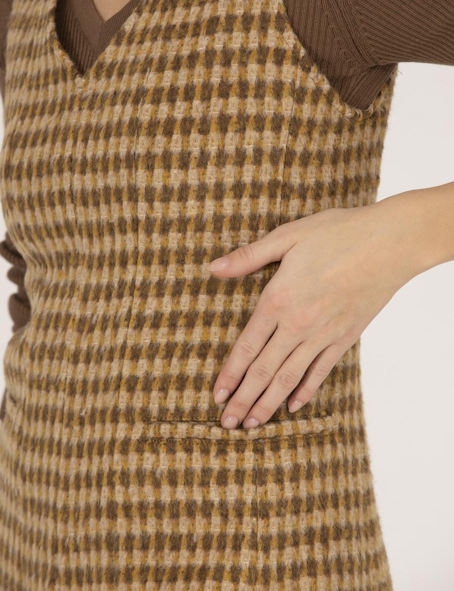 Kahverengi Standart Fit Dokuma Tulum