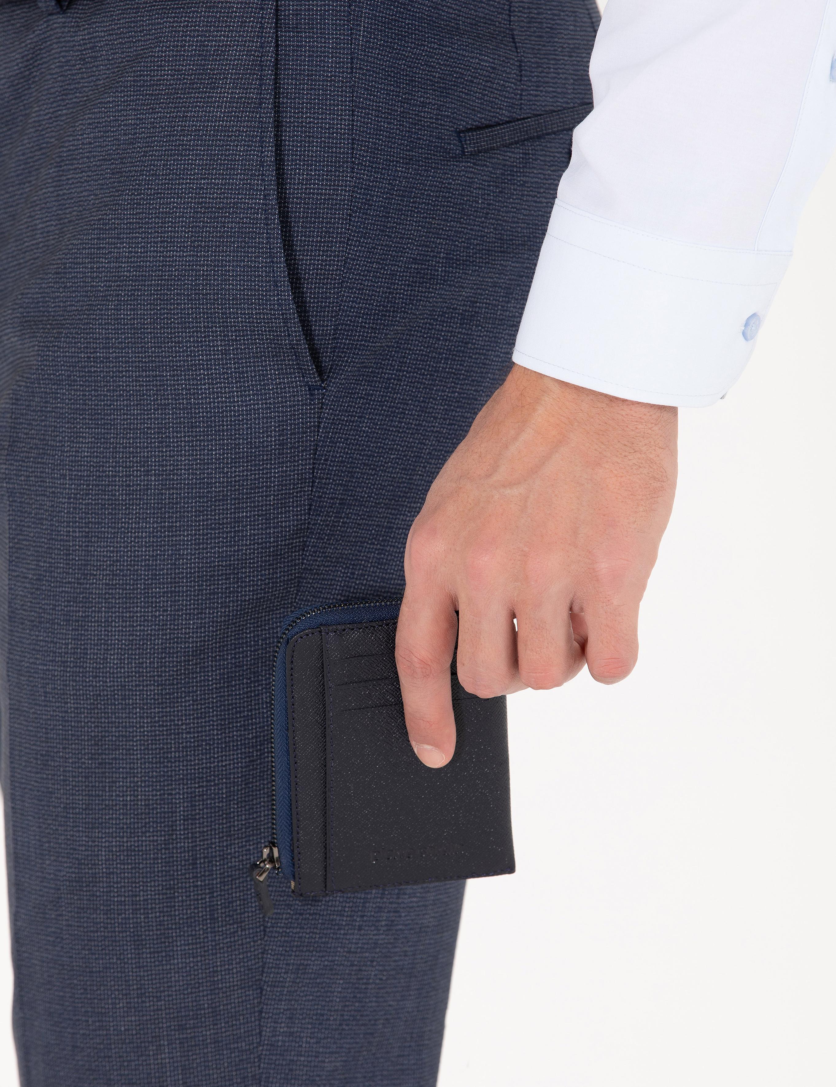 Erkek Lacivert Deri Kartlık