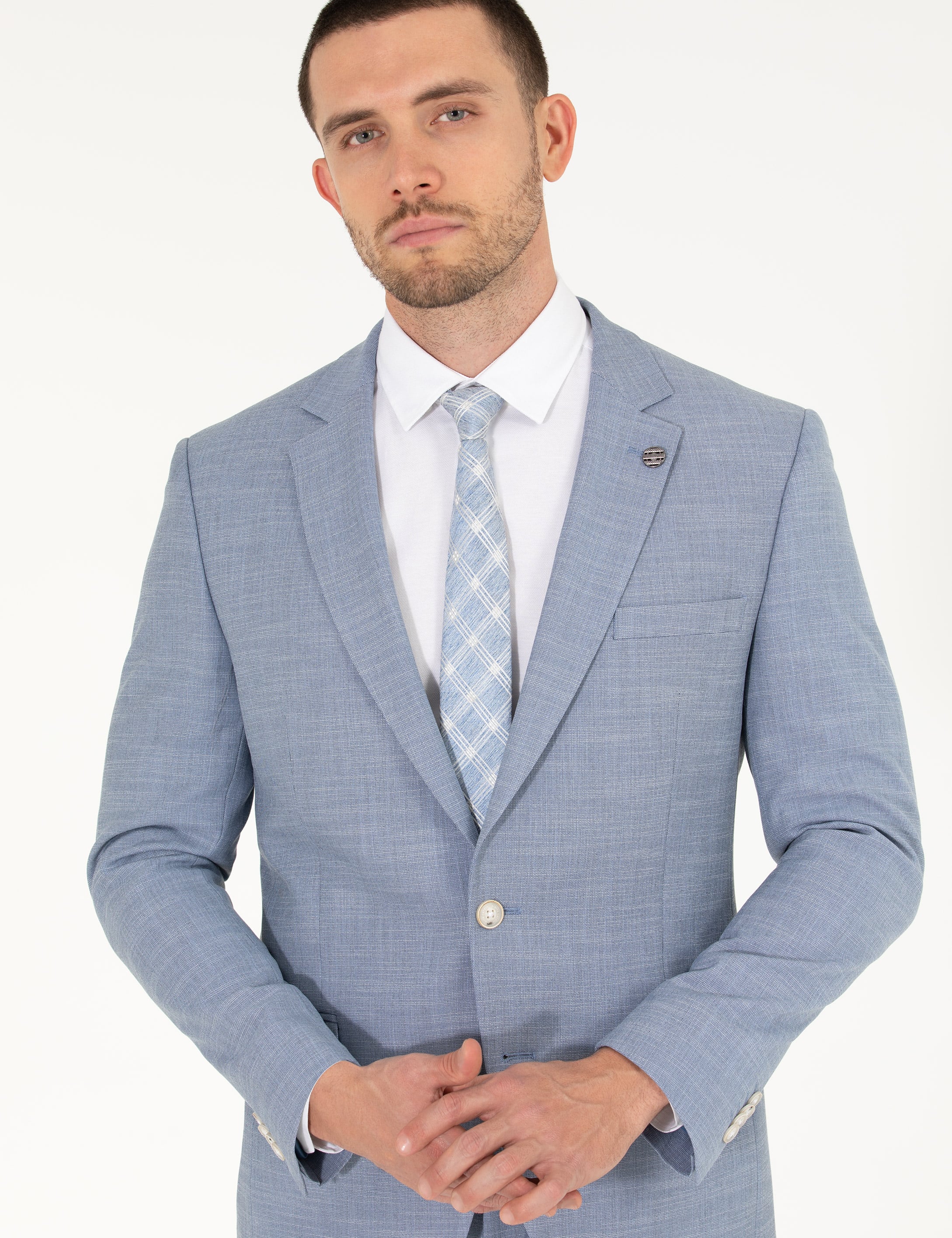 Açık Mavi Ekstra Slim Fit Takım Elbise