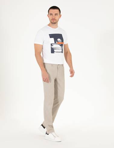 Bej Slim Fit Kumaş Pantolon