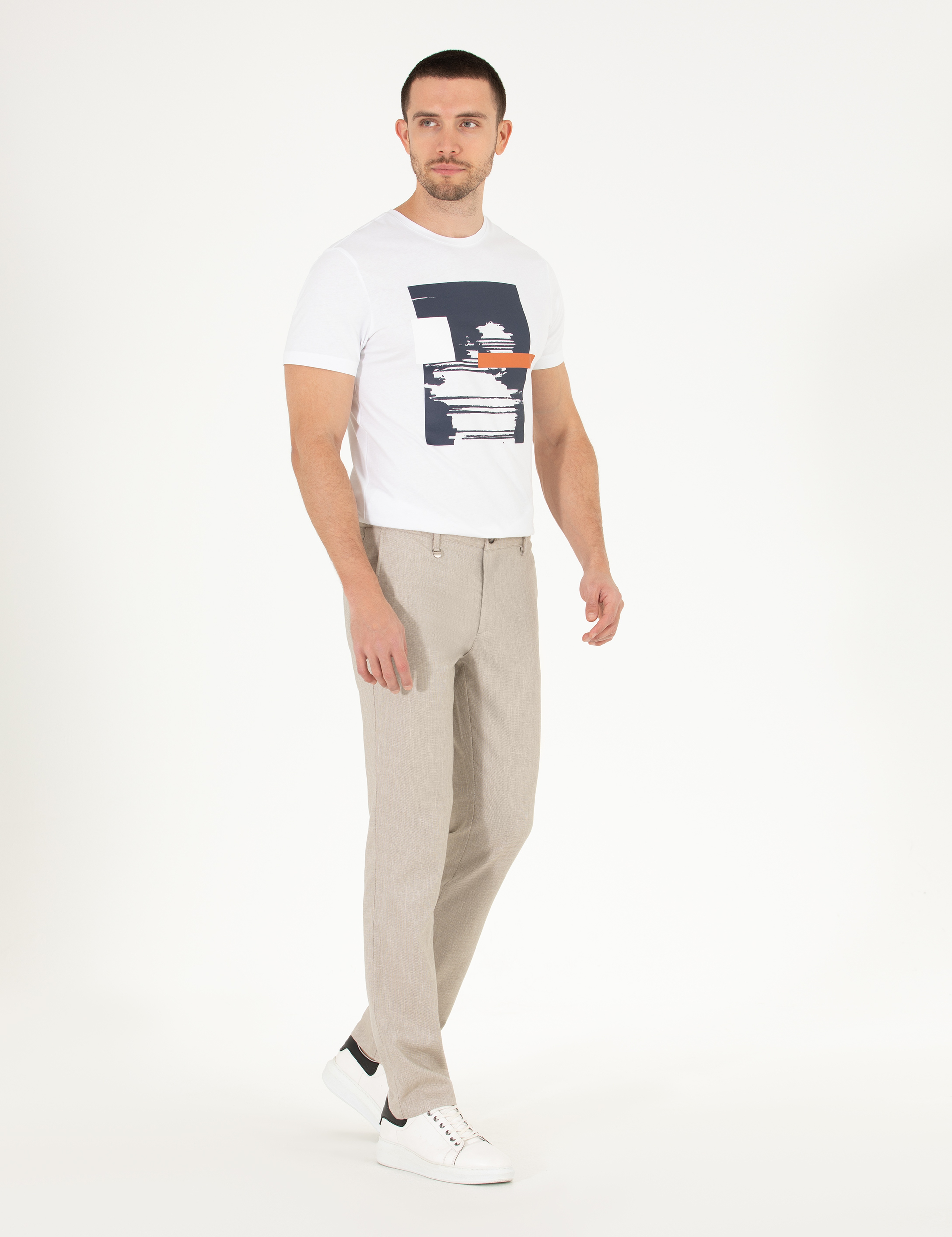 Bej Slim Fit Kumaş Pantolon - Image 3