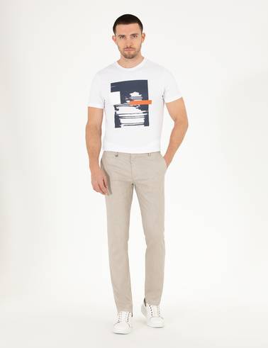 Bej Slim Fit Kumaş Pantolon