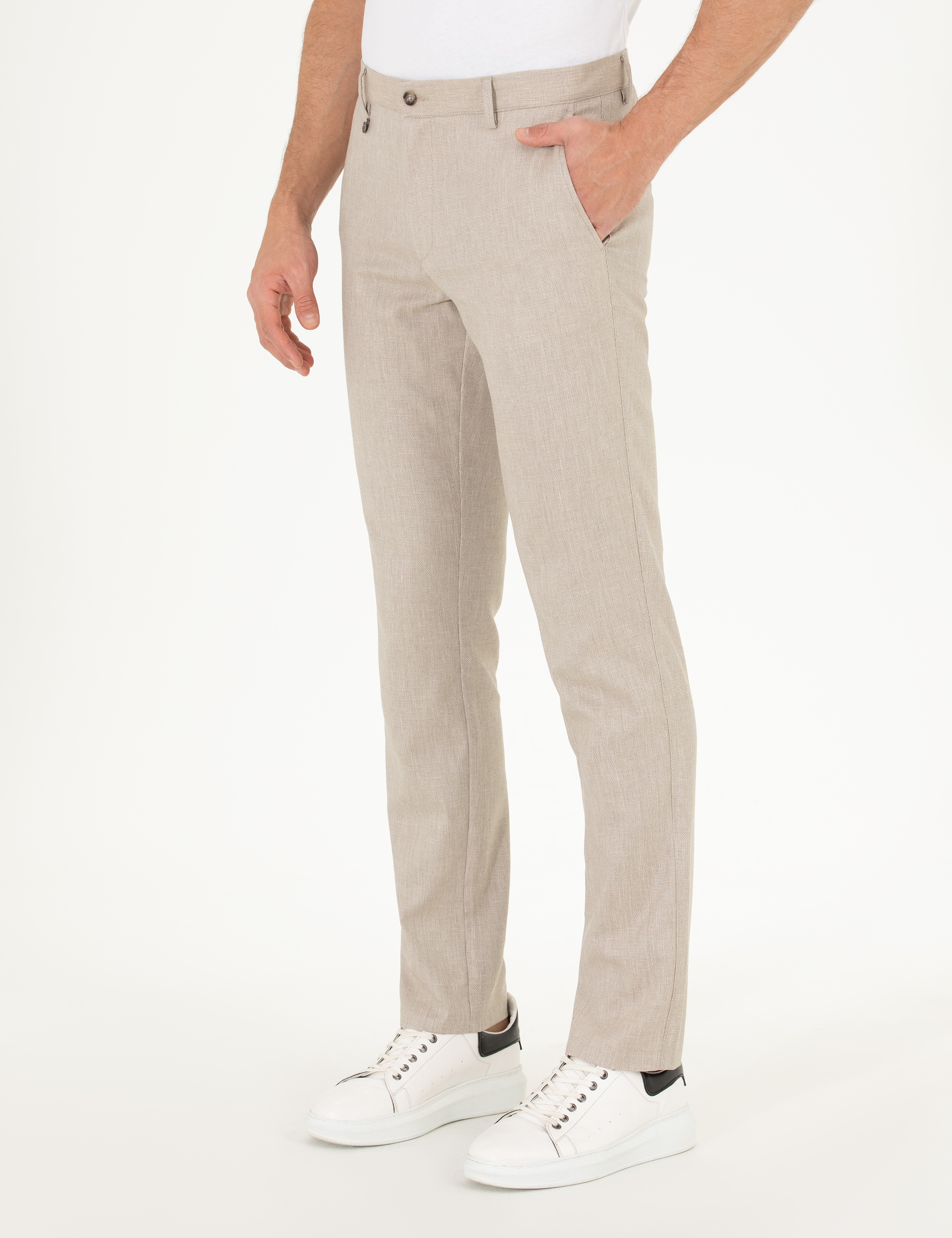 Bej Slim Fit Kumaş Pantolon - Image 2