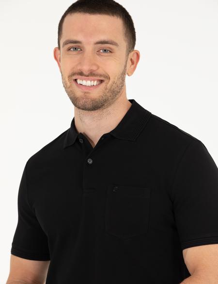 Siyah Regular Fit Polo Yaka Basic Tişört - 50269604010