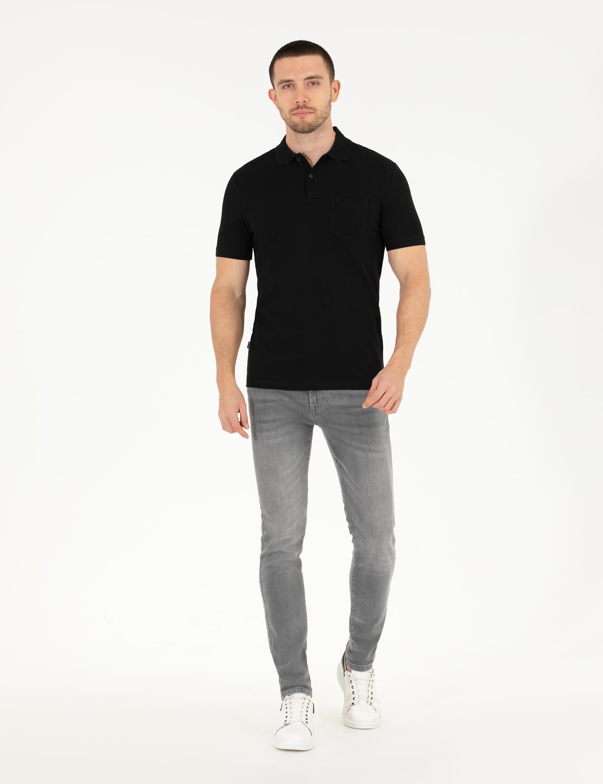 Siyah Regular Fit Polo Yaka Basic Tişört - 50269604010