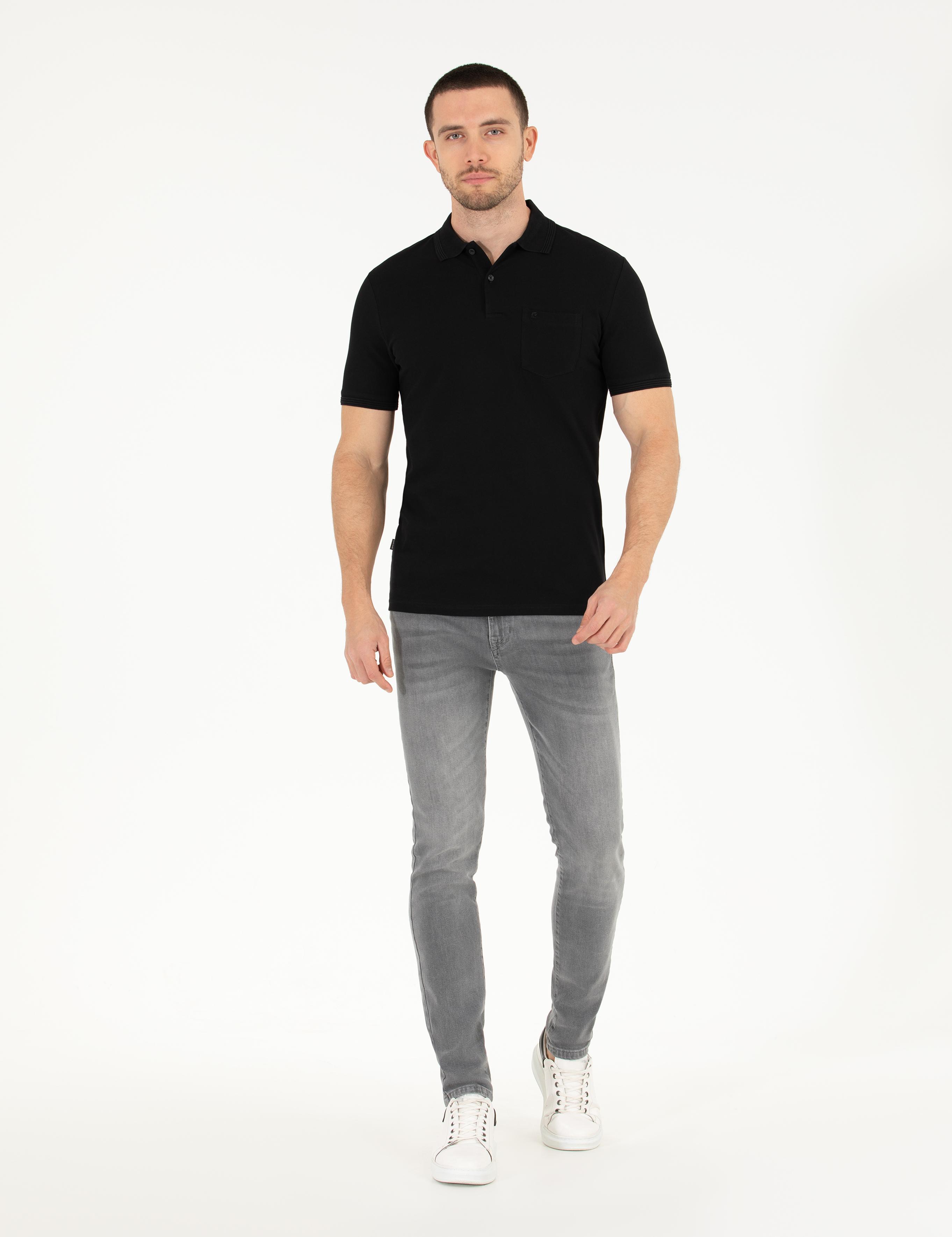 Siyah Regular Fit Polo Yaka Basic Tişört