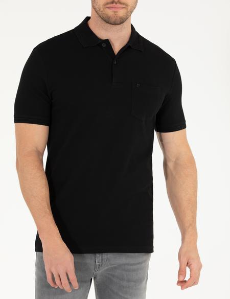 Siyah Regular Fit Polo Yaka Basic Tişört - 50269604010